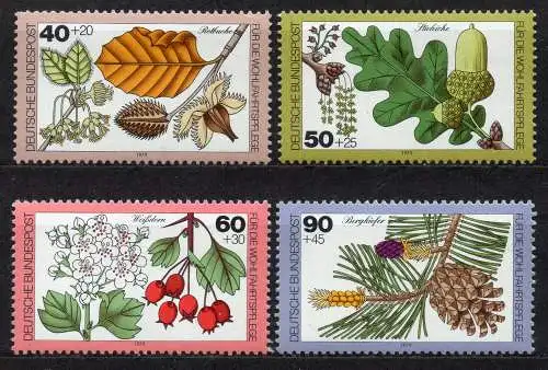 BRD, Mi-Nr. 1024 - 1027 **, kompl., Wohlfahrt 1979 - Blätter, Blüten und Früchte