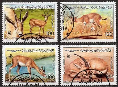 Libyen, Mi-Nr. 1753 - 1756 gest., kompl., Antilopen (WWF)
