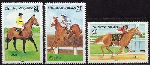 Togo, Mi-Nr. 1837, 1838 + 1839 **, Rennpferde