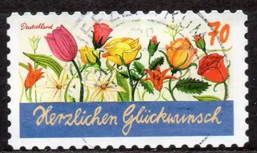 BRD, Mi-Nr. 3244 gest., gestanzt, Grußmarke \"Herzlichen Glückwunsch\"