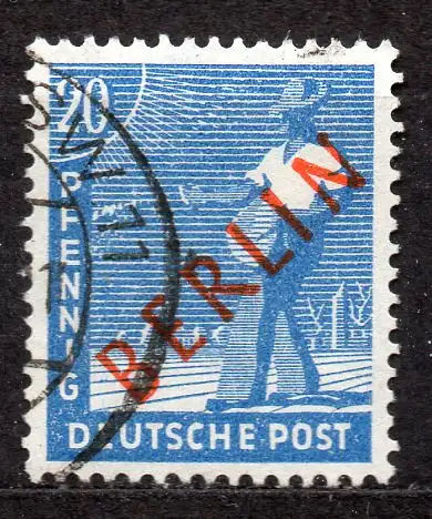 Berlin, Mi-Nr. 26 gest., Rot-Aufdruck
