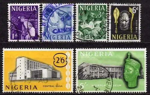 Nigeria, Mi-Nr. 93, 95, 96, 98, 101 + 102 gest., Landesmotive