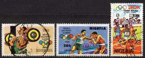 Nigeria, Mi-Nr. 524 - 526 gest., kompl., Olympische Sommerspiele Seoul 1988