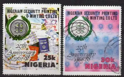 Nigeria, Mi-Nr. 529 + 530 gest., 25 Jahre Staatsdruckerei