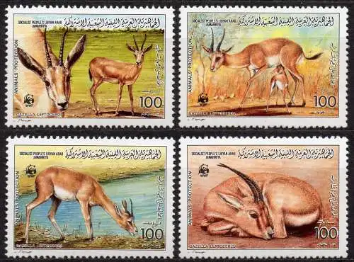 Libyen, Mi-Nr. 1753 - 1756 **, kompl., Antilopen (WWF)