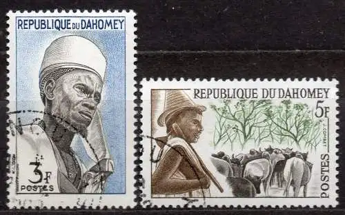 Dahomey, Mi-Nr. 201 + 202 gest., Menschen aus Dahomey