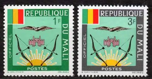 Mali, Dienstmarke Mi-Nr. 12 + 14 **, Wappen
