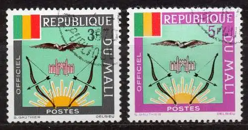 Mali, Dienstmarke Mi-Nr. 14 + 15 gest., Wappen