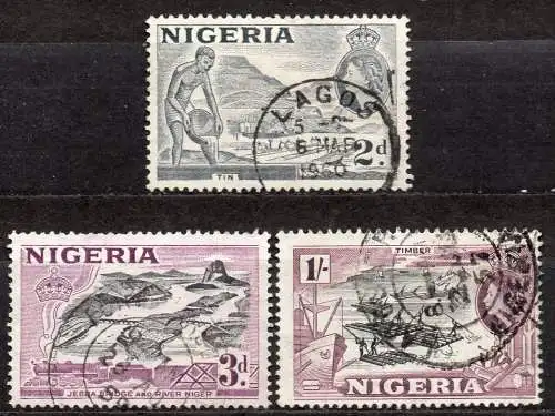 Nigeria, Mi-Nr. 75, 76 + 79 gest., Landesmotive