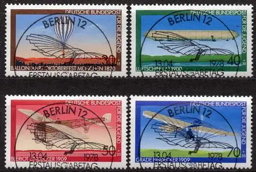 BRD, Mi-Nr. 964 - 967 ErsttagSST Berlin, kompl., Jugend 1978 - Luftfahrt