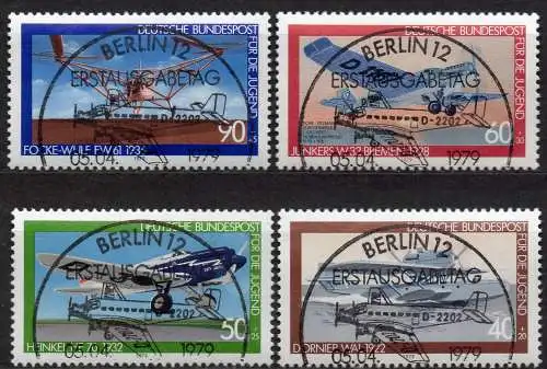 BRD, Mi-Nr. 1005 - 1008 ErstagSSTG, kompl., Jugend 1979 - Luftfahrt
