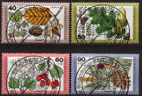 BRD, Mi-Nr. 1024 - 1027 ErsttagSST Berlin, kompl., Wohlfahrt 1979 - Blätter, Blüten und Früchte