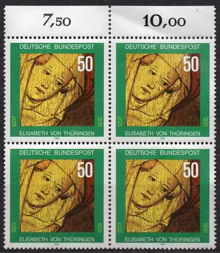 BRD, Mi-Nr. 1114 **, 4´er-Block OR, Hl. Elisabeth