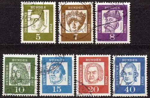 BRD, Mi-Nr. 347 x - 355 x gest., Papier ohne Fluoreszenz, kompl., DS Bedeutende Deutsche