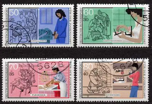 BRD, Mi-Nr. 1315 - 1318 gest., kompl., Jugend 1987 - Handwerksberufe