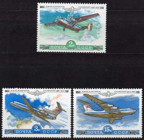 Sowjetunion, Mi-Nr. 4843, 4844 + 4845 **, Flugzeuge