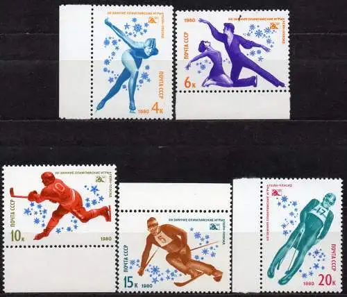 Sowjetunion, Mi-Nr. 4815 - 4819 **, kompl., Olympische Winterspiele Lake Placid 1980