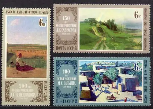 Sowjetunion, Mi-Nr. 4829 - 4831 **, kompl., Russische Malerei