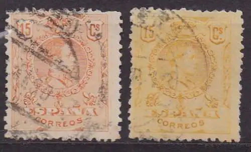 Spanien, Mi-Nr. 247 a + 247 b gest., König Alfons XIII.
