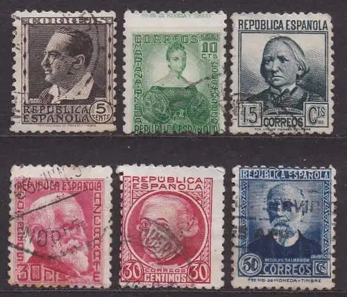 Spanien, Mi-Nr. 635 - 640 gest., kompl., Persönlichkeiten