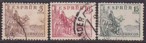 Spanien, Mi-Nr. 766 IV, 768 IV + 769 IV gest., Cid zu Pferde