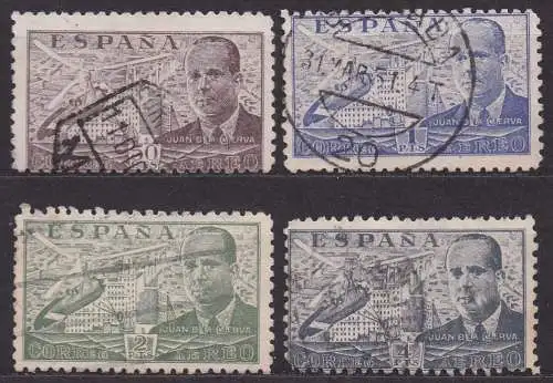 Spanien, Mi-Nr. 889, 890, 891 + 892 gest., Juan de la Cierva