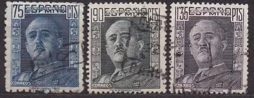 Spanien, Mi-Nr. 935 A, 936 B + 937 B gest., General Franco