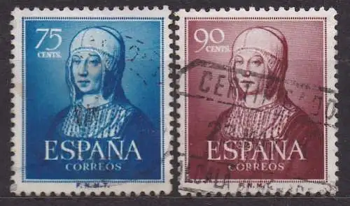 Spanien, Mi-Nr. 990 + 991 gest., 500. Geburtstag von Königin Isabella I.