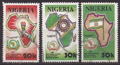 Nigeria, Mi-Nr. 568 - 570 gest., kompl., Treffen Der Staatschefs der OAU-Mitgliedsstaaten