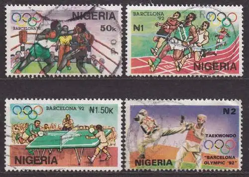 Nigeria, Mi-Nr. 579 - 582 gest., kompl., Olympische Sommerspiele Barcelona 1992