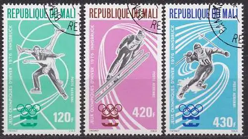 Mali, Mi-Nr. 519 - 521 gest., kompl., Olympische Winterspiele Innsbruck 1976