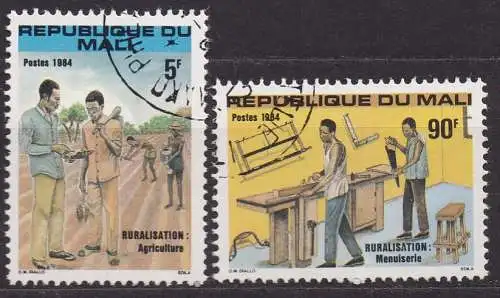 Mali, Mi-Nr. 1011 + 1012 gest., Verbesserung der Lebensbedingungen auf dem Land