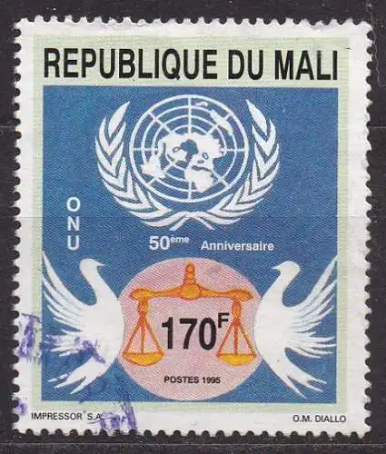 Mali, Mi-Nr. 1419 gest., 50 Jahre UNO