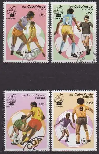 Kap Verde, Mi-Nr. 458, 459, 460 + 461 gest., Fußballweltmeisterschaft Spanien 1982