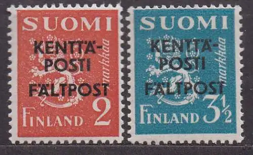 Finnland, Militärpostmarken Mi-Nr. 4 - 5 *, kompl., Wappenlöwe