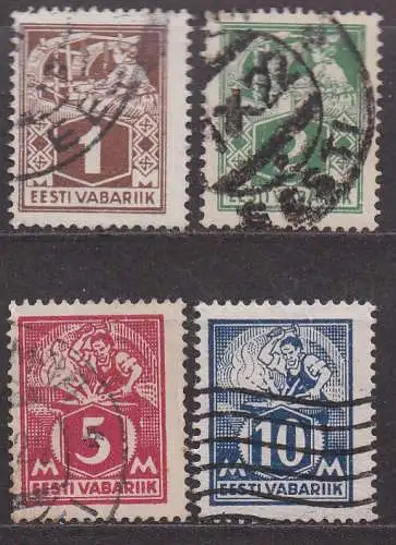 Estland, Mi-Nr. 33, 34, 37 + 39 gest., Handwerker