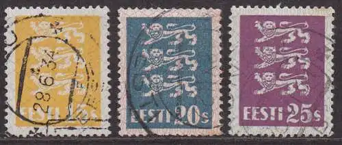 Estland, Mi-Nr. 81, 82 + 83 gest., Wappenlöwen