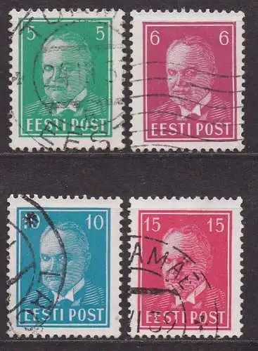 Estland, Mi-Nr. 115, 116, 117 + 125 gest., Staatspräsident Päts