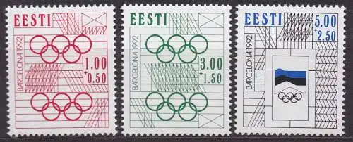 Estland, Mi-Nr. 180 - 182 **, kompl., Olymische Sommerspiele Barcelona 1992