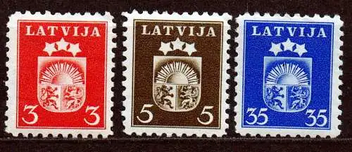 Lettland, Mi-Nr. 283 (*), 284 + 289 *, Staatswappen