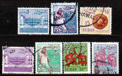 Sudan, Mi-Nr. 179, 180, 181, 182, 183, 184 + 185 gest., Landesmotive