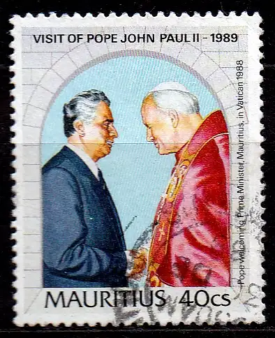 Mauritius, Mi-Nr. 688 gest., Besuch von Papst Johannes Paul II.
