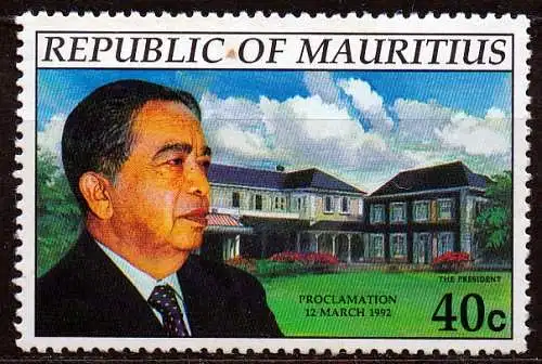 Mauritius, Mi-Nr. 738 **, Proklamation der Republik: Präsident Uteem