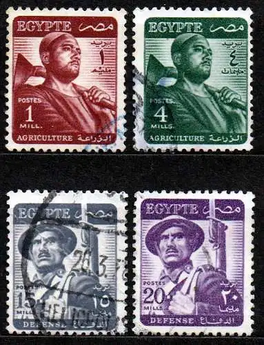 Ägypten - Königreich, Mi-Nr. 395, 398, 401 + 403 gest., Arbeiter + Soldat