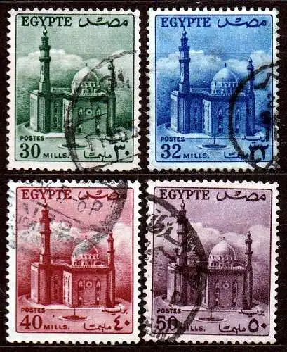 Ägypten - Königreich, Mi-Nr. 404, 405, 406 + 407 gest., Kairo: Moschee Sultan-Hussein