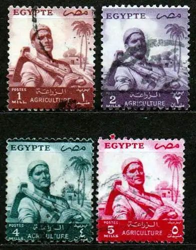 Ägypten - Republik, Mi-Nr. 474, 475, 477 + 478 gest., Landwirt