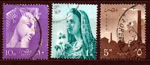 Ägypten - Republik, Mi-Nr. 517, 525 + 527 gest., Nationale Symbole