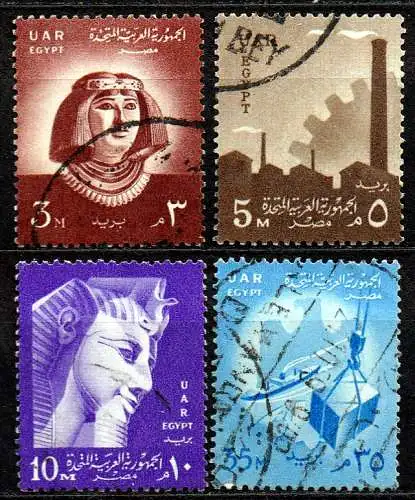 Ägypten - VAR, Mi-Nr. 4, 6, 7 + 8 gest., Nationale Symbole