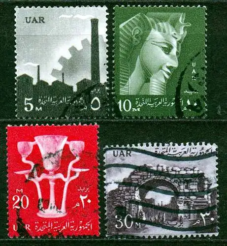 Ägypten - VAR, Mi-Nr. 47, 48, 50 + 51 gest., Nationale Symbole