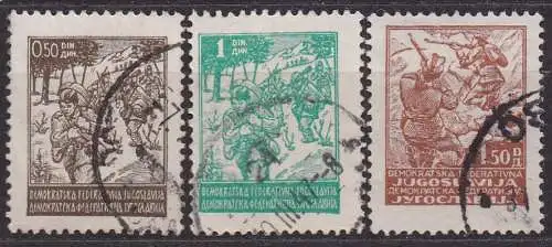 Jugoslawien, Mi-Nr. 470, 471 + 472 gest., Partisanen